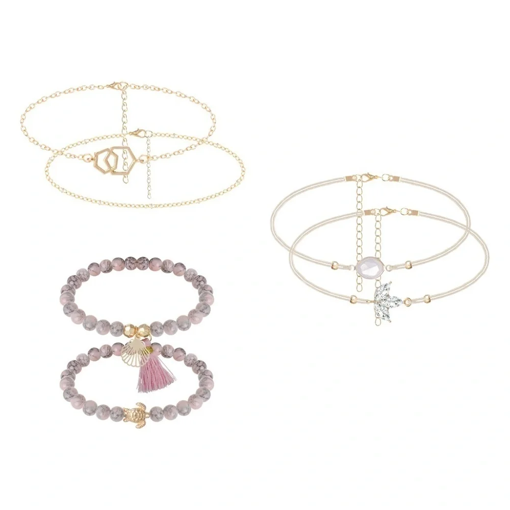 *NOLANI* 6-Pc Pink x Turtle Fashion Bracelet Set